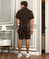 Men's Mocha Brown Pleat-Creased Co-Ord Set