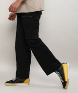 Men's Midnight Black Straight Fit Cargo Trousers