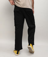 Men's Midnight Black Straight Fit Cargo Trousers