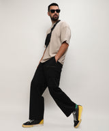 Men's Midnight Black Straight Fit Cargo Trousers