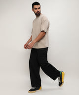 Men's Midnight Black Straight Fit Cargo Trousers