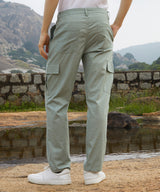 Men's Sage Green Slim-Fit Utility Cargo Trousers