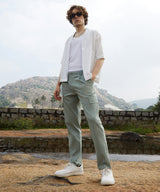 Men's Sage Green Slim-Fit Utility Cargo Trousers