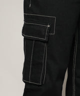 Men's Jet Black Contrast Stitched Cargo