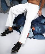 Men's Chalk White Relaxed Low-Waist Jeans