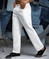 Men's Chalk White Relaxed Low-Waist Jeans