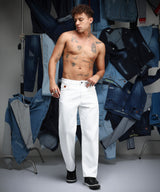 Men's Chalk White Relaxed Low-Waist Jeans