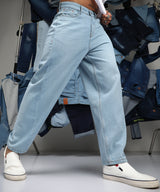 Men's Light Blue Semi-Tapered Relaxed Jeans