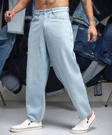 Men's Light Blue Semi-Tapered Relaxed Jeans