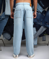Men's Light Blue Semi-Tapered Relaxed Jeans
