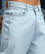 Men's Light Blue Semi-Tapered Relaxed Jeans