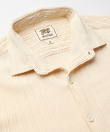 Men's Pale Yellow Self-Design Striped Shirt
