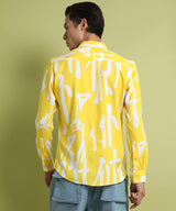 Men's Lemon Yellow Abstract Print Shirt
