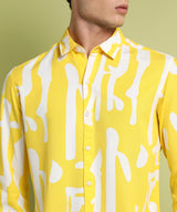 Men's Lemon Yellow Abstract Print Shirt