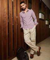Men's Purple Stripe-Creased Shirt