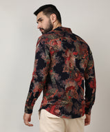Men's Crimson Red & Midnight Black Paisley Floral Shirt