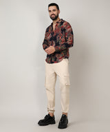 Men's Crimson Red & Midnight Black Paisley Floral Shirt