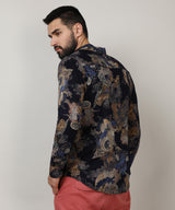 Men's Royal Blue & Midnight Black Paisley Floral Shirt