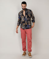 Men's Royal Blue & Midnight Black Paisley Floral Shirt