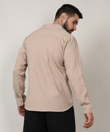 Men's Beige Self-Design Intertwine Shirt
