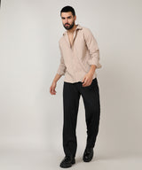 Men's Beige Self-Design Intertwine Shirt