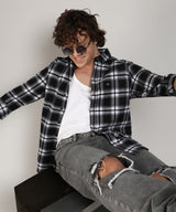 Men's Midnight Black & Chalk White Brushed Buffalo Check Shirt