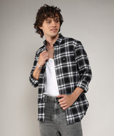 Men's Midnight Black & Chalk White Brushed Buffalo Check Shirt