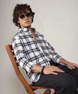Men's Chalk White & Midnight Black Brushed Buffalo Check Shirt