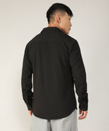 Men's Onyx Black Stripe-Creased Shirt