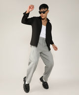 Men's Onyx Black Stripe-Creased Shirt
