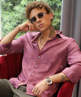 Men's Rouge Pink Self-Design Florall Shirt