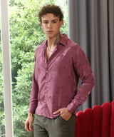 Men's Rouge Pink Self-Design Florall Shirt