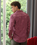 Men's Rouge Pink Self-Design Florall Shirt