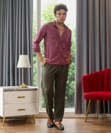 Men's Rouge Pink Self-Design Florall Shirt