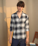 Men's Charcoal Black & Ivory White Ombre Buffalo Check Shirt