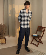 Men's Charcoal Black & Ivory White Ombre Buffalo Check Shirt