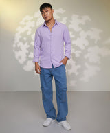 Men's Lilac Stripe-Creased Shirt