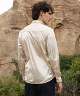 Men's Metallic Beige Sheen Chevron Shirt