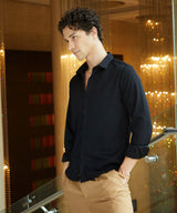 Men's Midnight Black Waffle-Textured Shirt