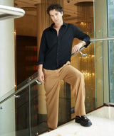 Men's Midnight Black Waffle-Textured Shirt