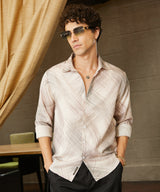 Men's Saltbox Beige Faded Strokes Shirt