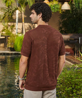 Men's Russet Brown Fluid-Knit Polo Shirt