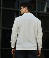 Men's Daisy White Double-Breasted Moziac Shirt