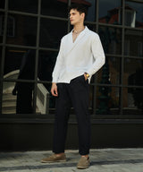 Men's Daisy White Double-Breasted Moziac Shirt
