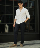 Men's Daisy White Double-Breasted Moziac Shirt