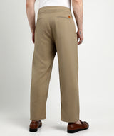 Men's Khaki Brown Tailored Linen-Blend Trousers