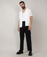 Men's Onyx Black Solid Tailored Trousers