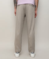 Men's Oatmeal Beige Solid Tailored Trousers