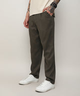 Men's Army Green Solid Tailored Trousers