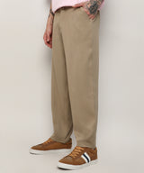 Men's Beige Solid Tailored Trousers